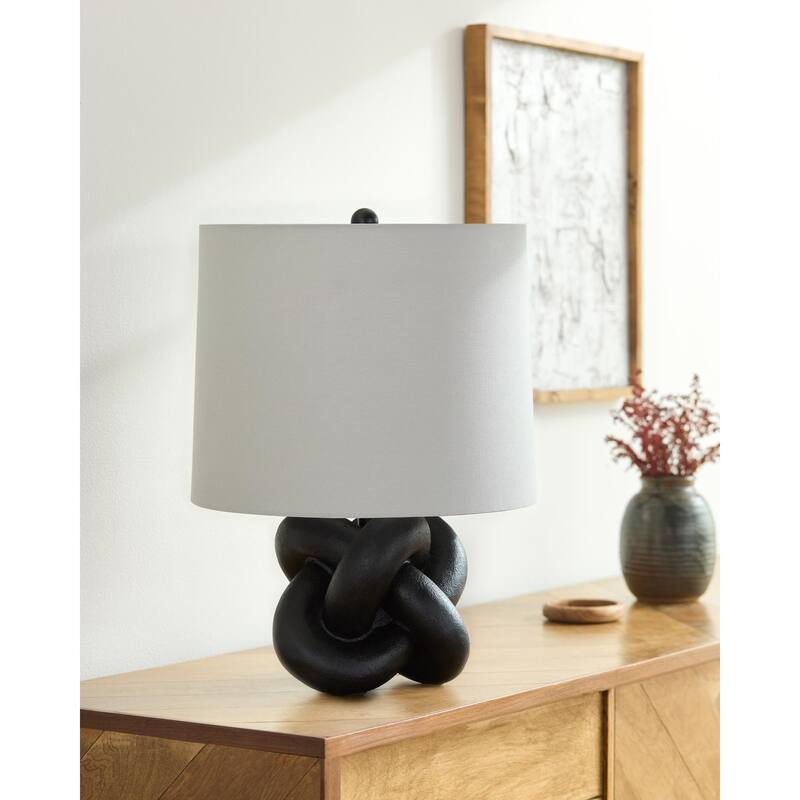 Livabliss Burkina Global Accent Table Lamp - 22"H x 15"W x 15"D - Black