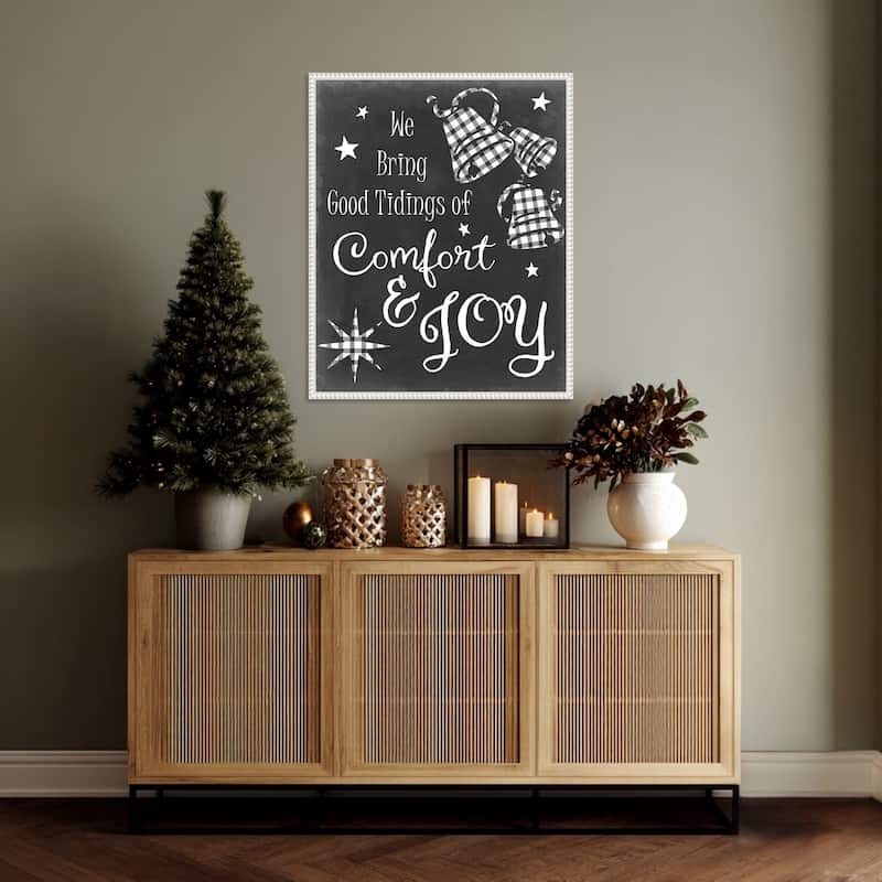 Comfort and Joy by Sharon Chandler (23 x 28 in.), Framed Canvas Wall Art Print - Sylvie Beaded White