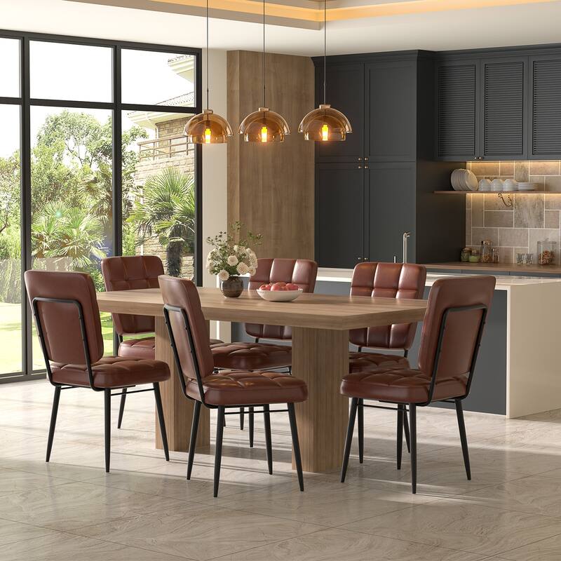 Modern Dining Chairs Set of 2/4/6/8, Upholstered Kitchen Chairs with Thick Cushion for Dining Room - Set of 6 - Brown