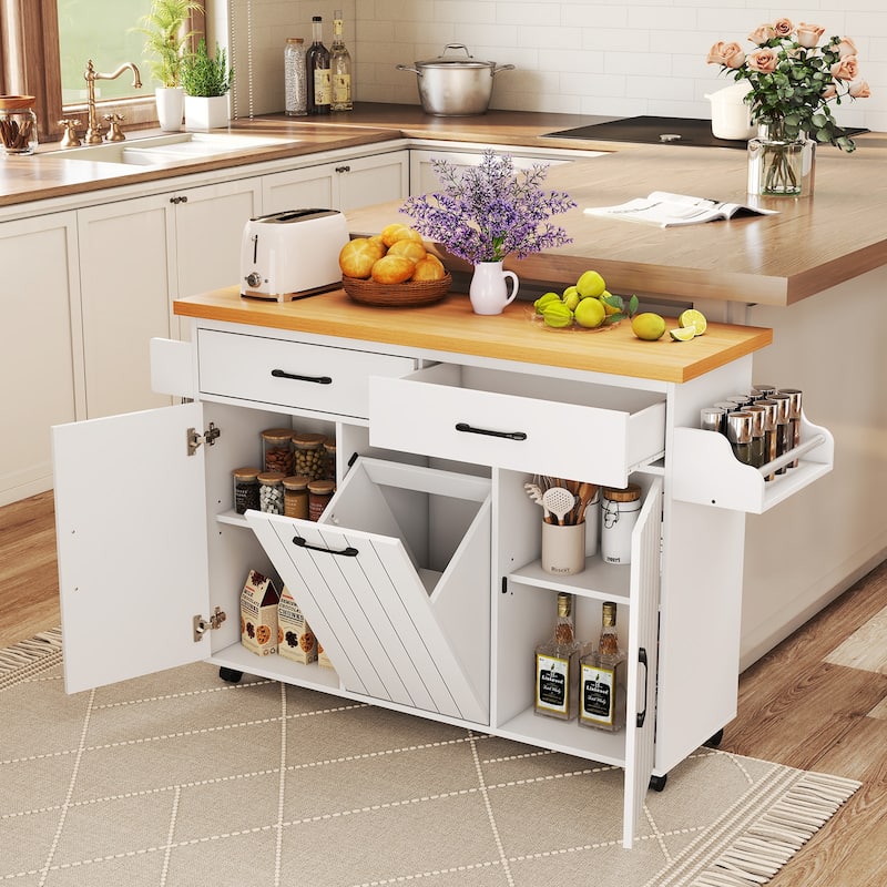 Costway Rolling Kitchen Island Kitchen Cart with Tilt-out Trash - See Details