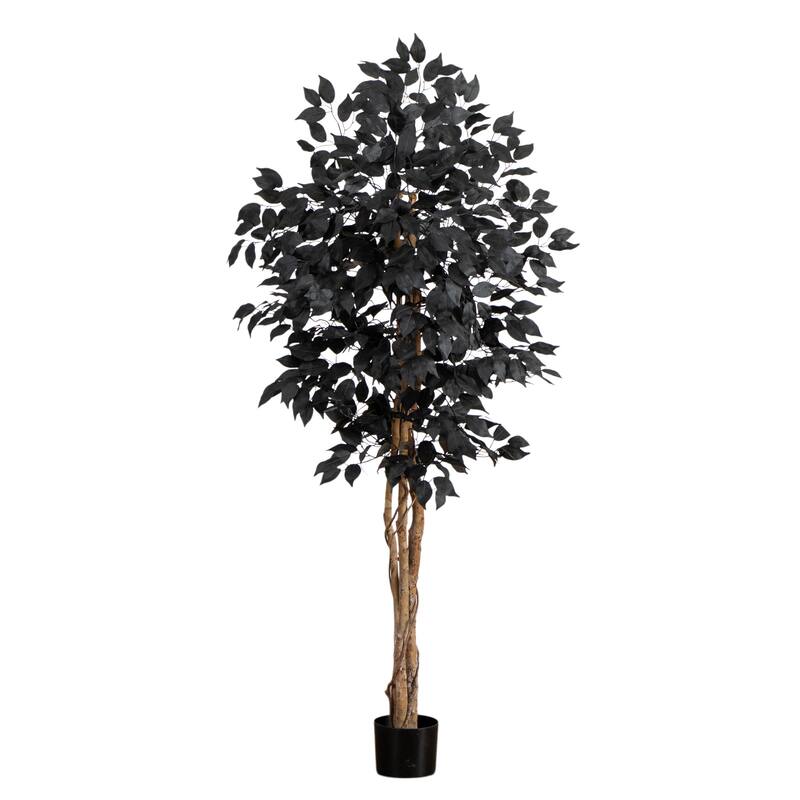5-ft Artificial Halloween Black Ficus Tree with Natural Trunk