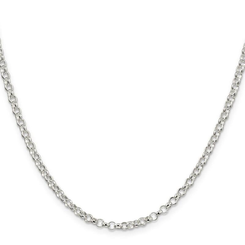 Curata 925 Sterling Silver 3mm Rolo Light Chain Necklace