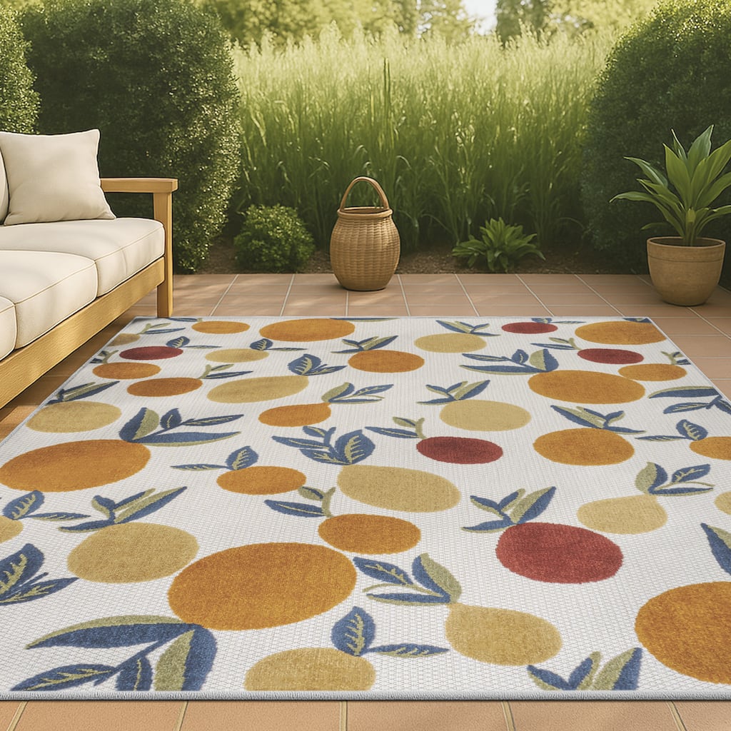JONATHAN Y Flora Bold Lemon High-Low Indoor/Outdoor Area Rug
