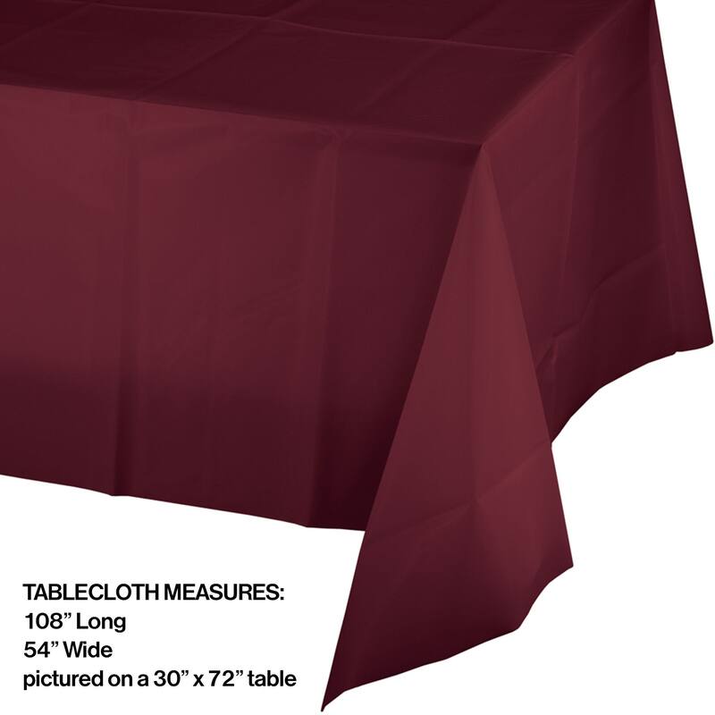 Rectangular Disposable Party Table Covers - 108" - Burgundy Red - Club Pack of 12