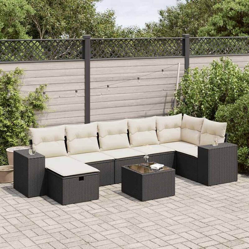 vidaXL Garden Sofa Set - Black and cream Large with storage - form2