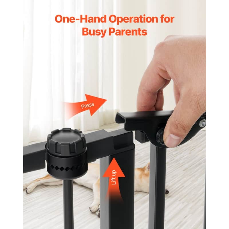 28-Inch-High Adjustable Black 8 Panels Steel 192 Wide Baby Gate Secure for Babies or Pets - 192"W x 28"H