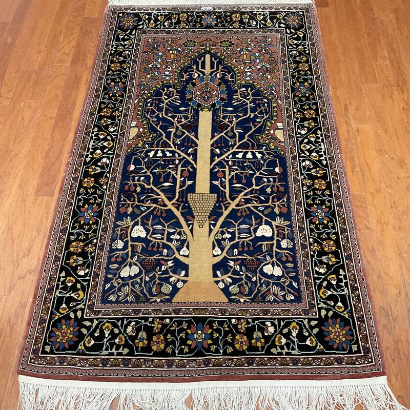 HERAT ORIENTAL Handmade Qum Wool Rug - 3'8" x 6'4"