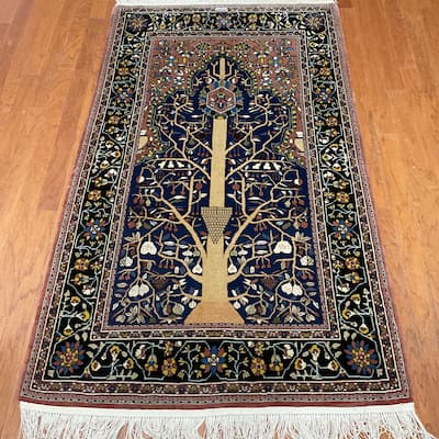 HERAT ORIENTAL Handmade Qum Wool Rug - 3'8" x 6'4"