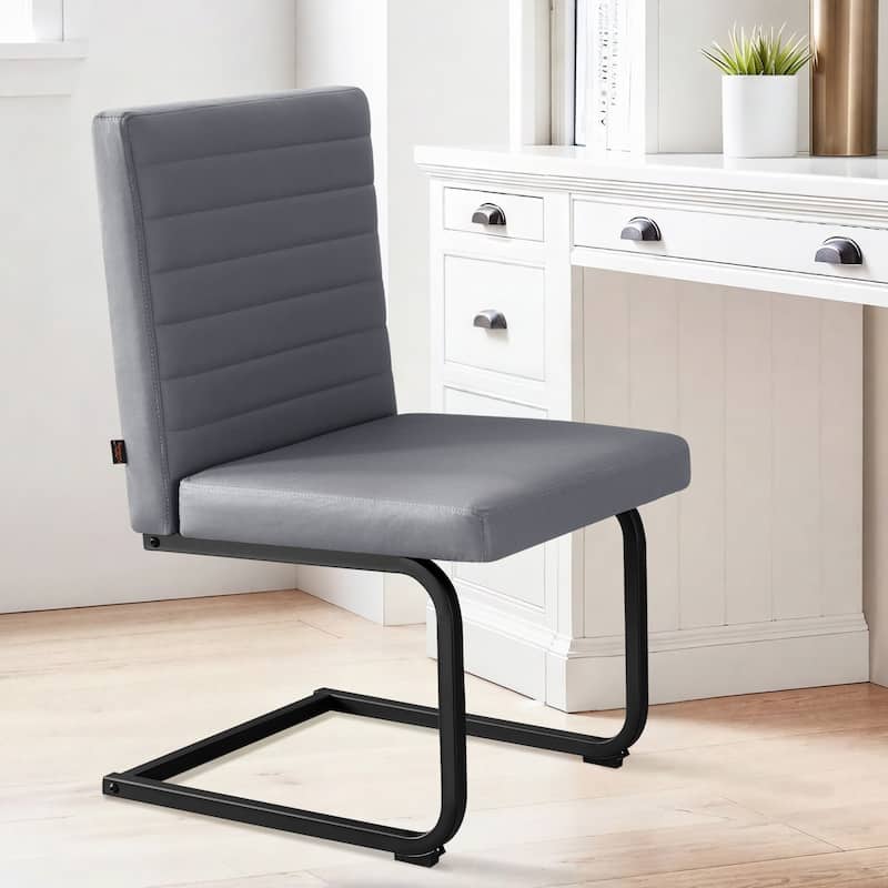 Dining Chairs Set of 2, Upholstered Kitchen Chairs with Metal Legs, Armless Chair with Comfortable Seat for Dining Room - Grey