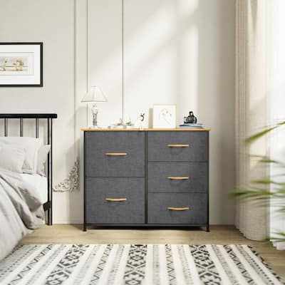 5-drawers Furniture Storage Chest Grey Dresser Organizer
