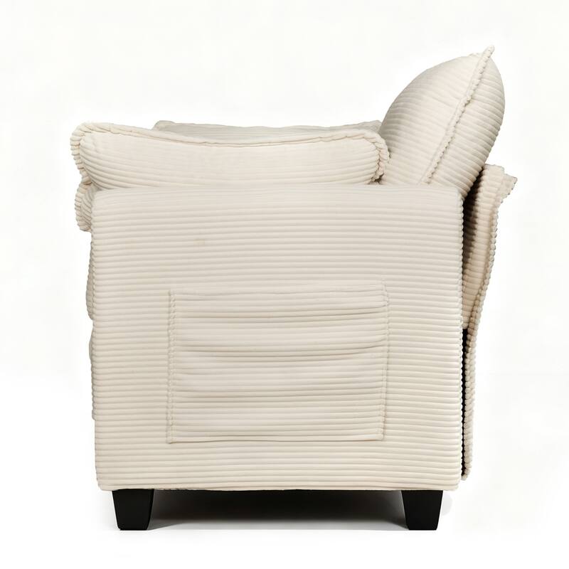 2-in-1 Convertible Corduroy Sofa Bed 51" Small Sofa, 2-Seater Loveseat Sleeper Couch with Side Storage