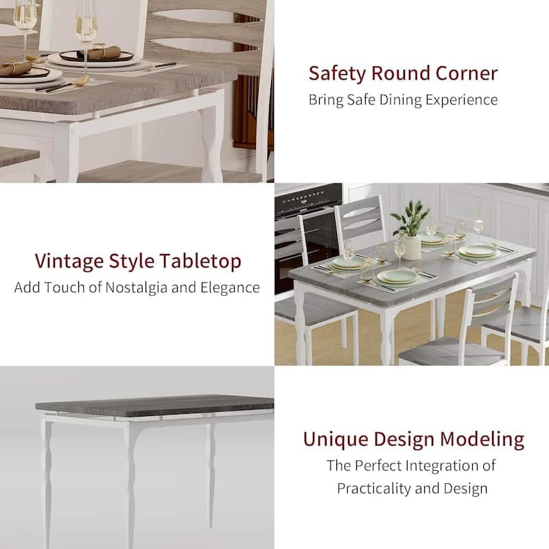 5 Piece Dining Table and Chairs Set for Dining Room Kitchen Apartment