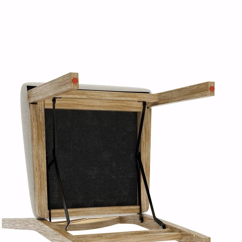 Scandinavian Woven Back Wooden Dining Chairs, Set of 2, Solid Wood Frame with Cushioned Seat