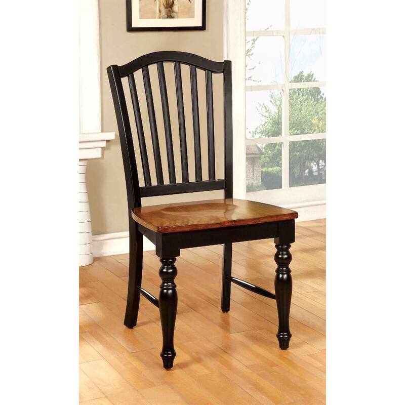 Set of 2 Chairs in Black and Oak Finish