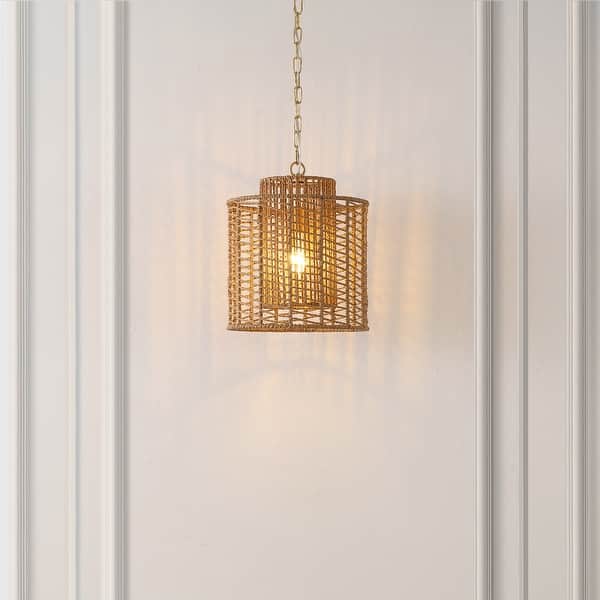 slide 2 of 14, SAFAVIEH Lighting Ryoa 12" Pendant Natural/Gold