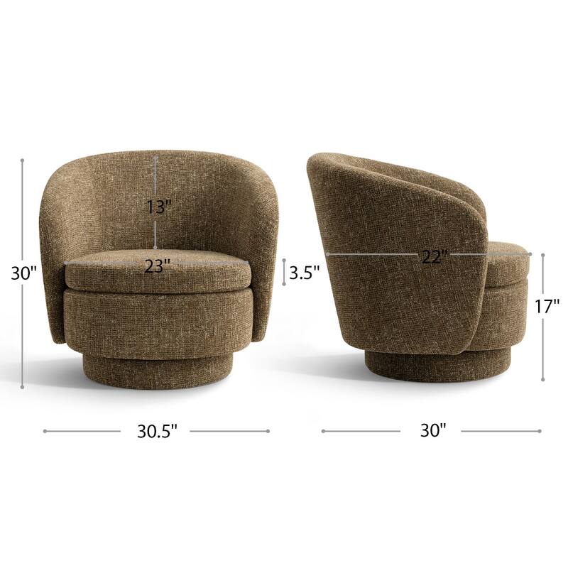 360° Tweed Swivel Barrel Accent Chair