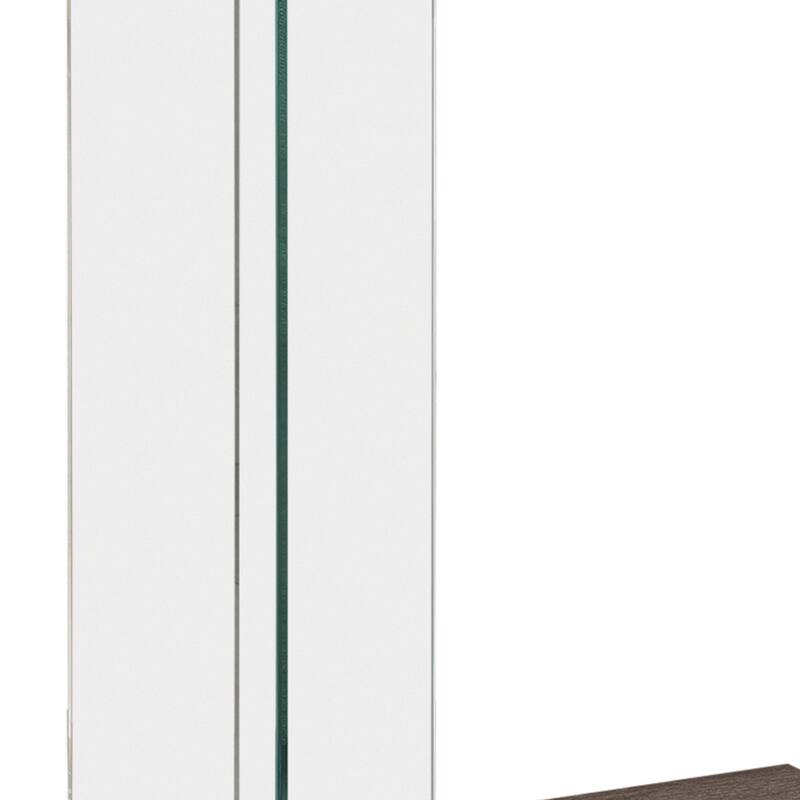 18.5 in. Gray and Clear Rectangle Glass End Table, Sturdy Build End Side Table for Living Rooms