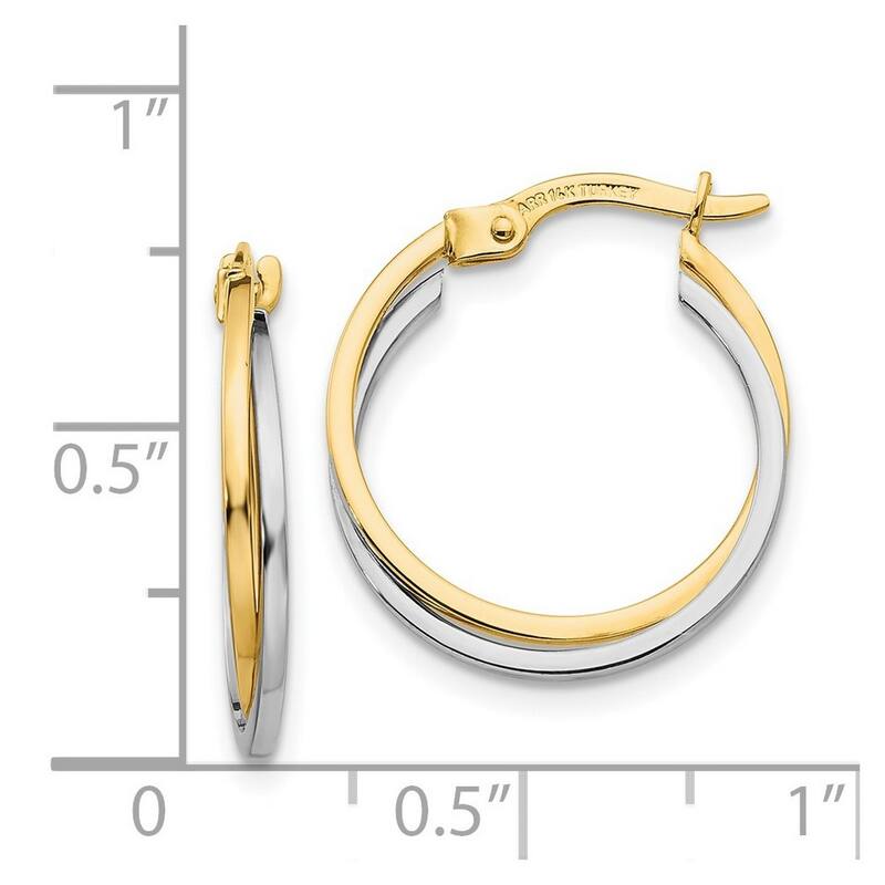 Curata 14k Two-Tone Gold Polished Twist 20mm Hoop Earrings
