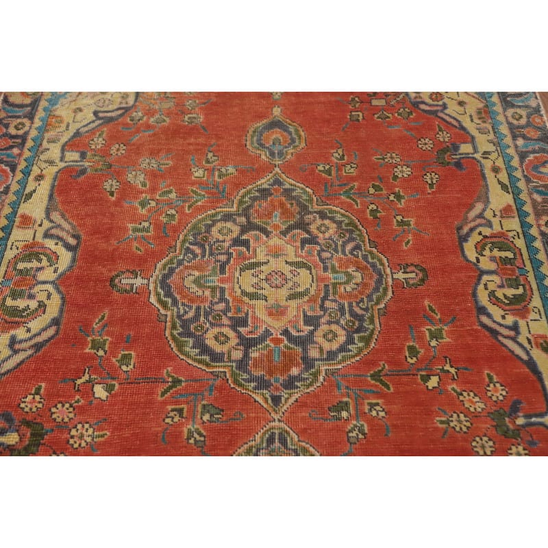 Hand Knotted Oriental 100% Wool Carpet Traditional Floral Oranges & Rust Tabriz Area Rug - 5' 11'' X 4' 3''