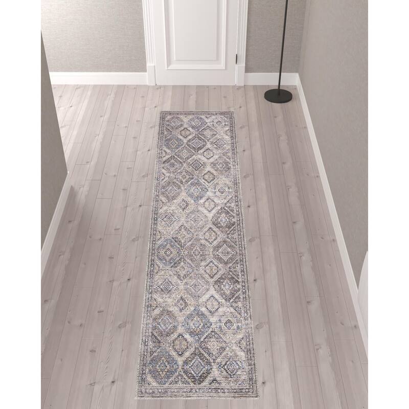 Mequn Power Loomed Distressed Floral Area Rug By HomeRoots - 10' Runner