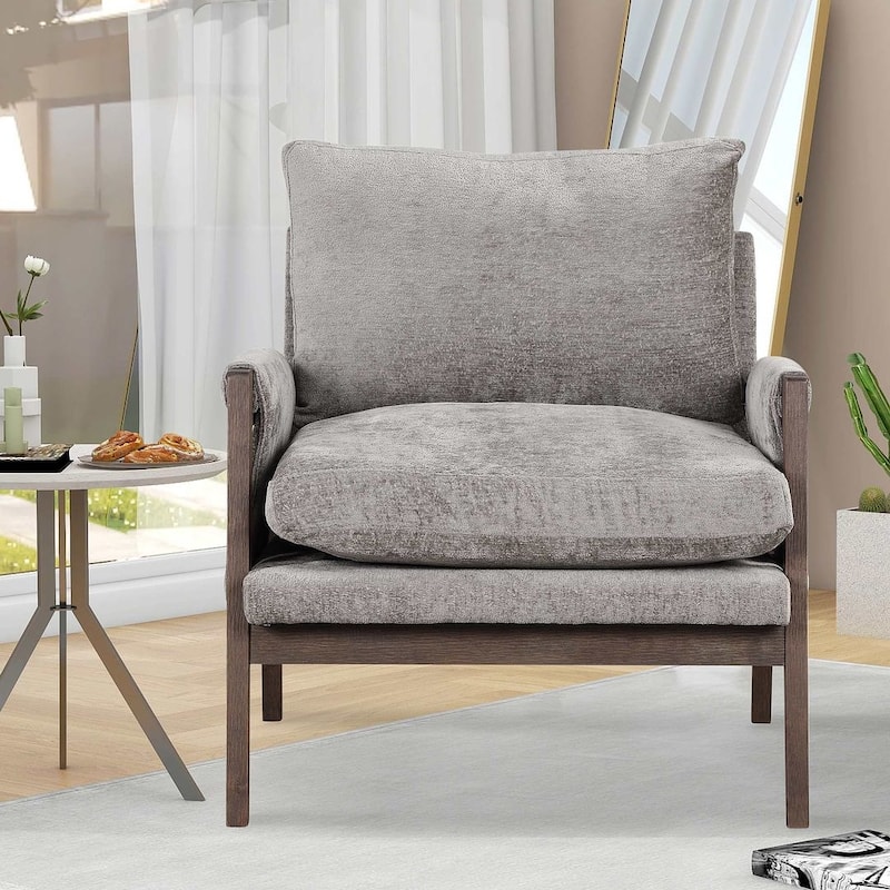 30.2 "W Mid-Century Modern Velvet-Upholstered Upholstered Armchair