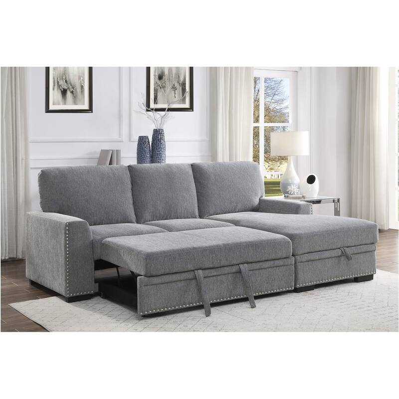 Vivie Dark-Gray Chenille Fabric Living Room Set