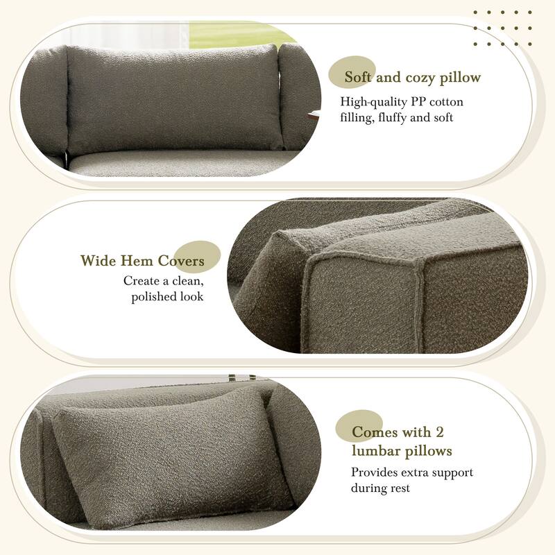 Modular Sectional Sofa with Side Table, Upholstered Cloud Sofa with L-Shaped Chaise Lounge, Full-Compressed Deep Seat Sofa