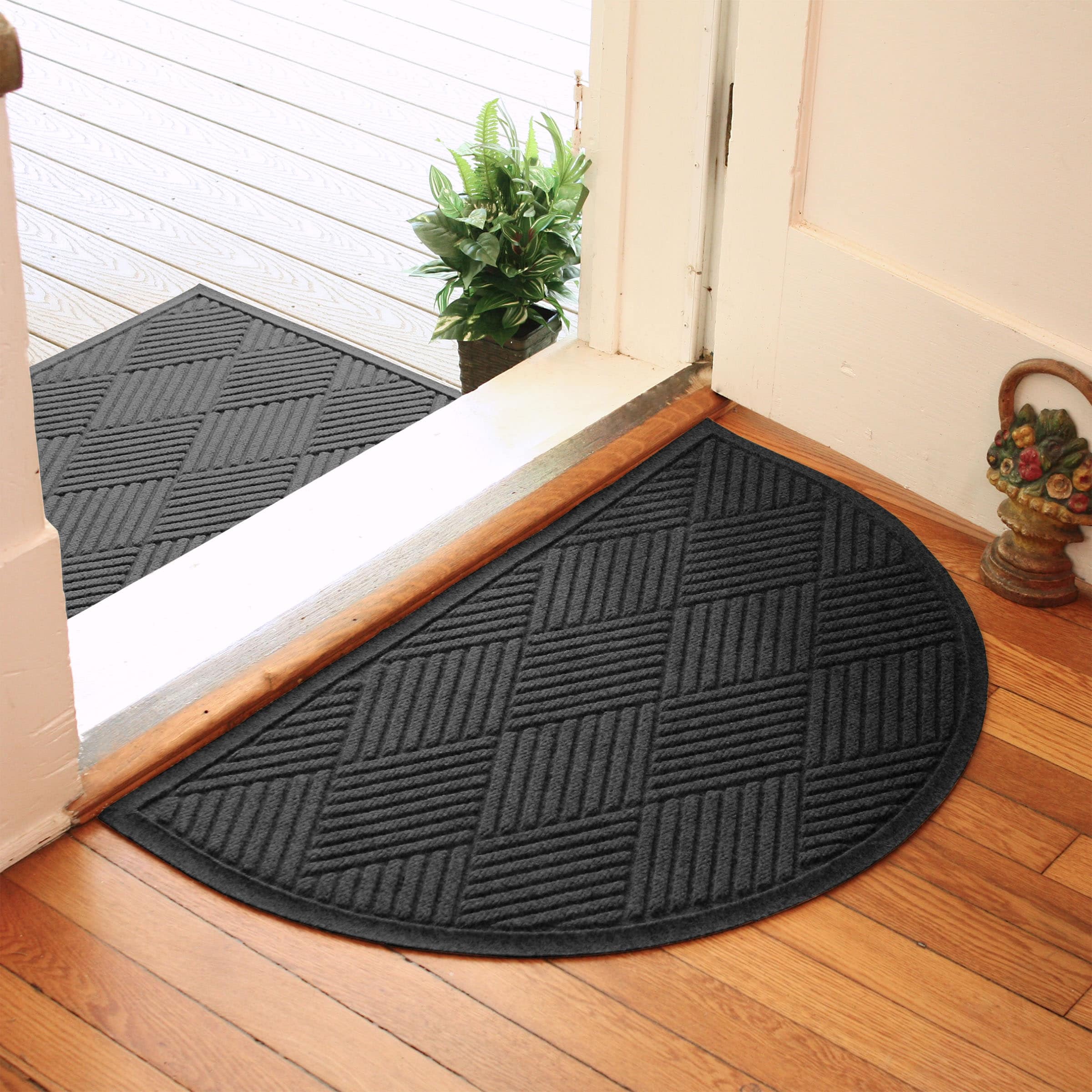 Half Round Door Mat Indoor Outdoor Doormat Low Profile Floor Mat Non-Slip  Washable Entrance Rug Durable Trap Dirt Carpet