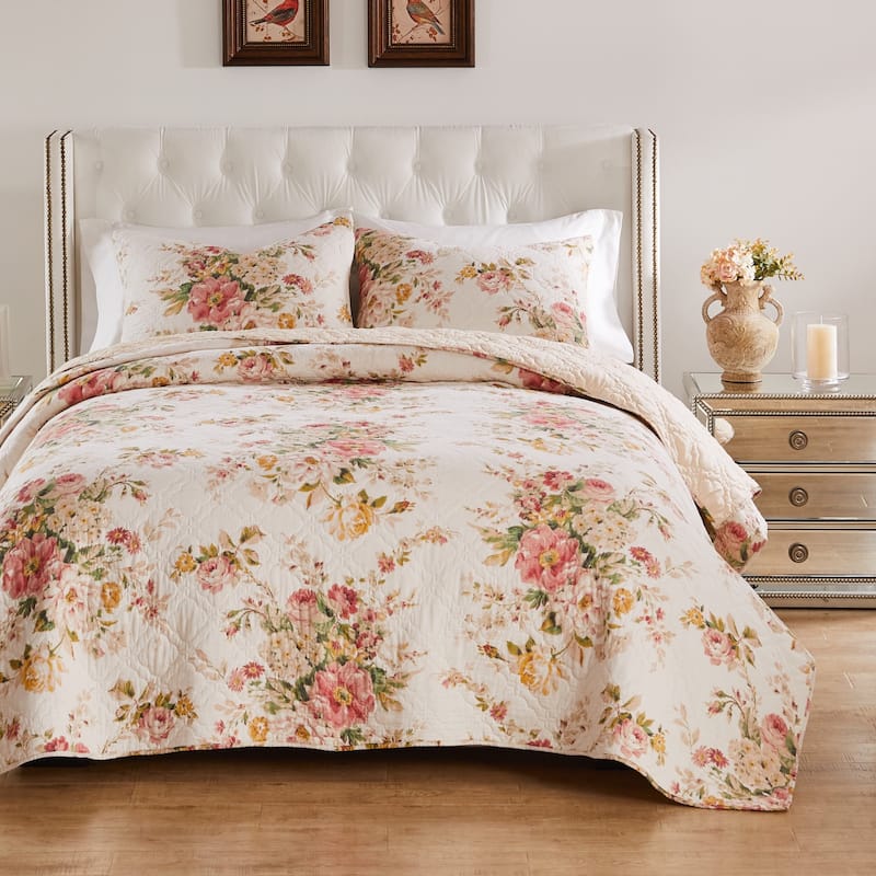 Greenland Home Fashions Grace Traditional Farmhouse Floral Quilt Set