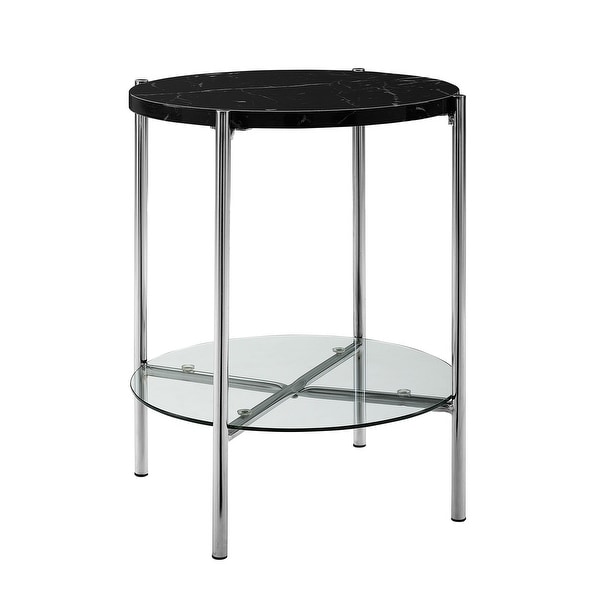 Offex 20 Round Side Table With Black Marble Top Gl Shelf Offex 20 Round Side Table With Black Marble Top Gl Shelf And Chrome Legs