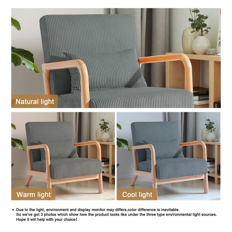 2 Set Upholstered Lounge Arm Chair with Pillow - Set of 2