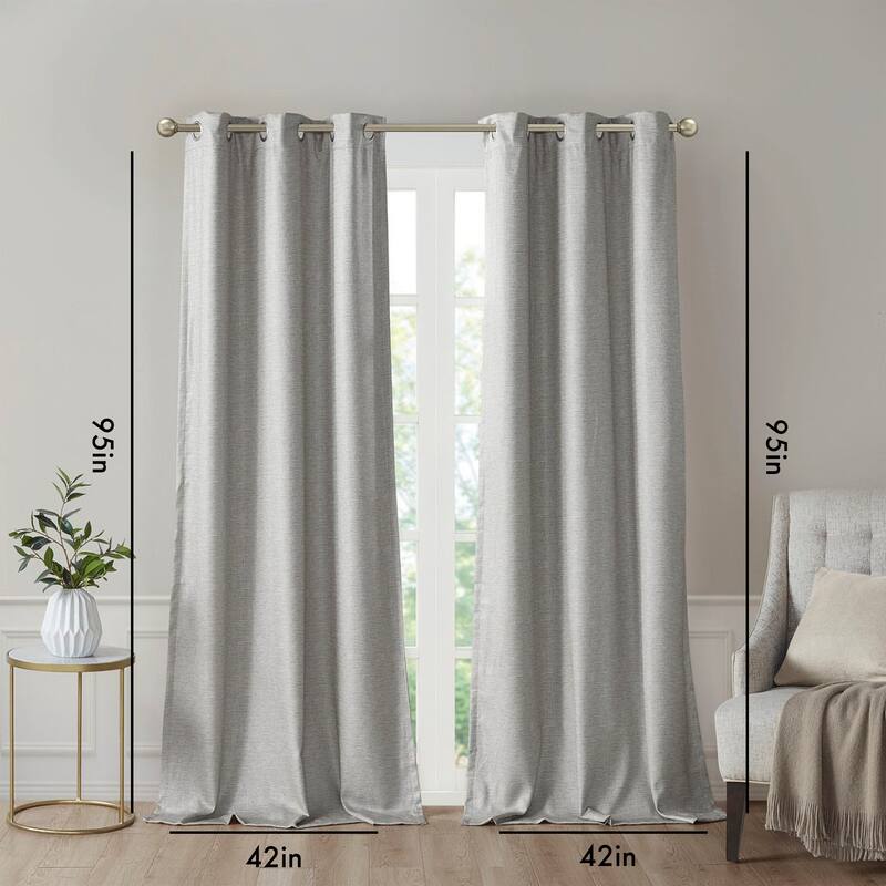 Tonal Printed Faux Silk Total Blackout Curtain Panel Pair(2 Pcs Window Panels) - Grey - 95 Inches
