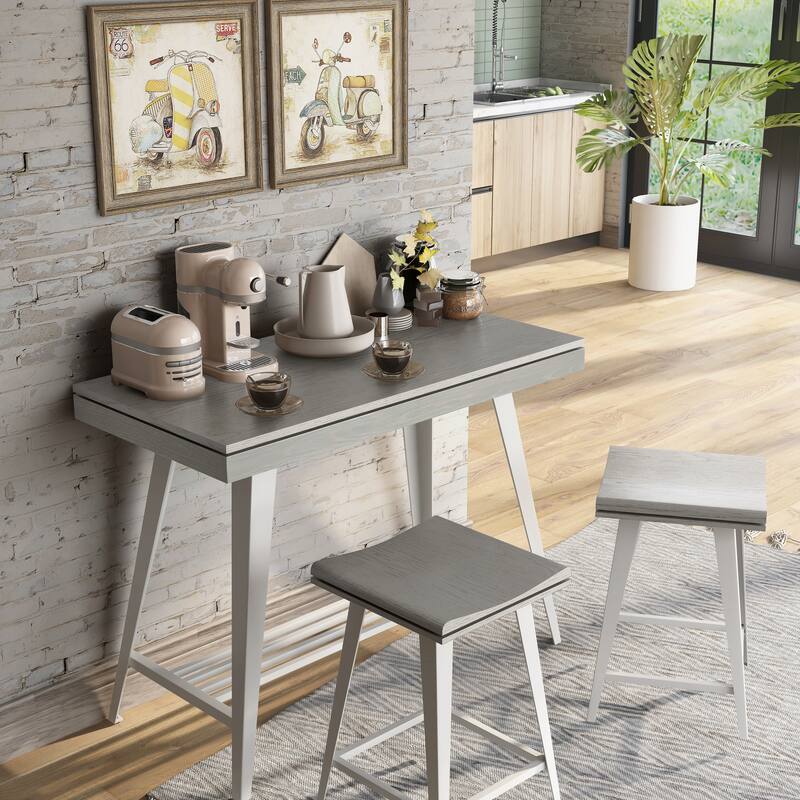 Kaylen Modern 3-Piece Steel Legs Counter Height Table Set by Furniture of America