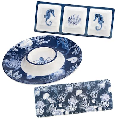 Certified International Sea Life Melamine 3-piece Hostess/Serving Set
