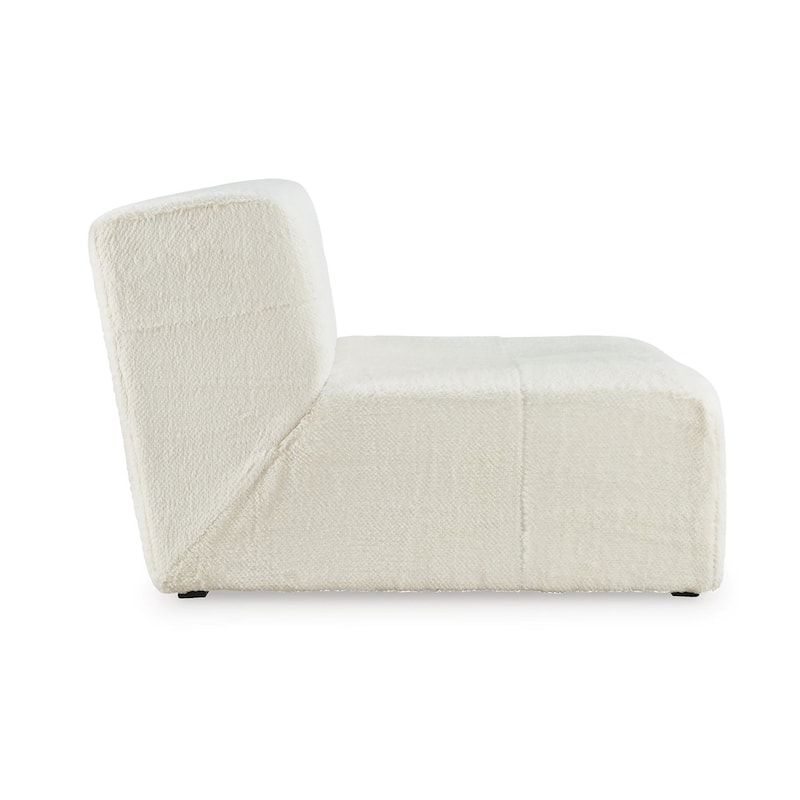 Accent Chair, Cushioned Tufted Seat and Back, White Polyester Faux Fur