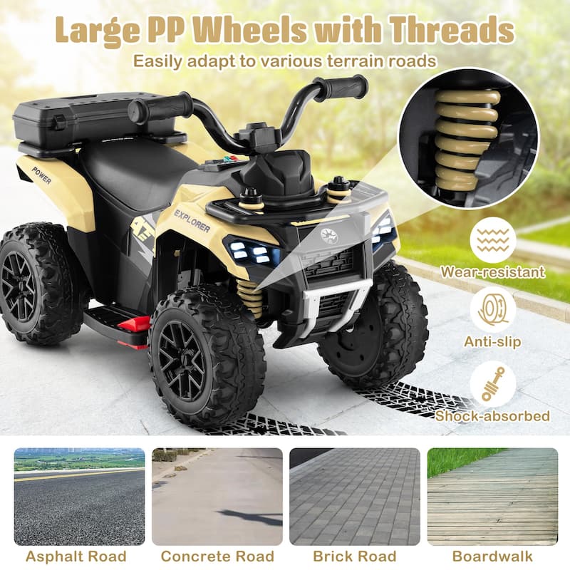 Costway 6V Toddler Ride On Electric Car ATV with Lights & Music & USB - See Details