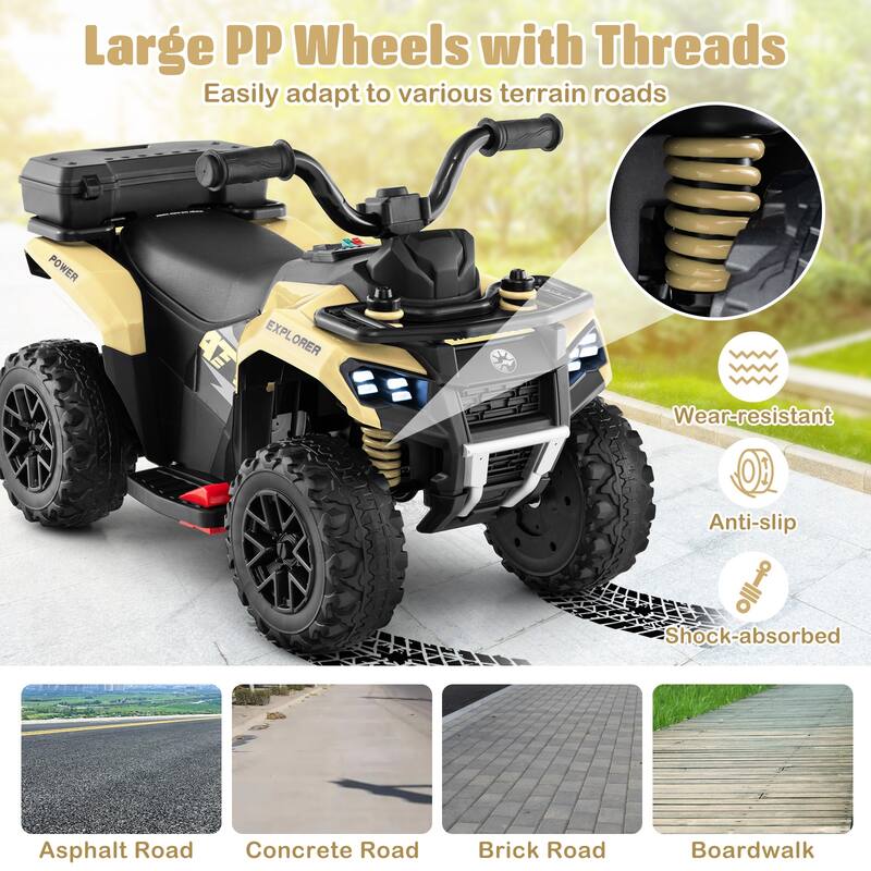 Gymax 6V Kids Ride On ATV w/ Music & Spray Function USB Port Storage