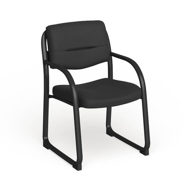 LeatherSoft Executive Reception Chair with Sled Base and Foam Padded