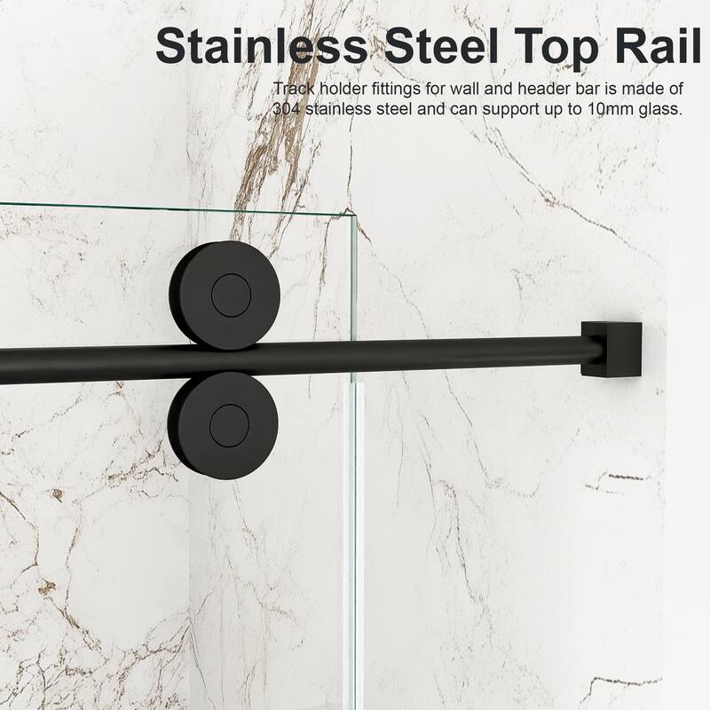 56"-60"W x 72"H Frameless Single Sliding Shower Door - 5/16" (8mm) Clear Tempered Glass