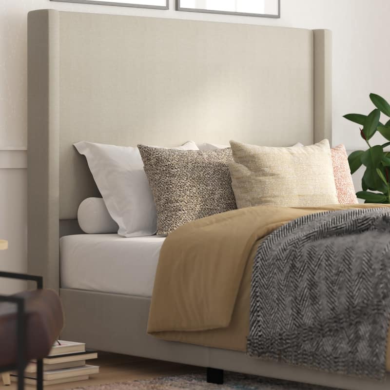 Modern Upholstered Platform Bed with Channel Stitched Headboard
