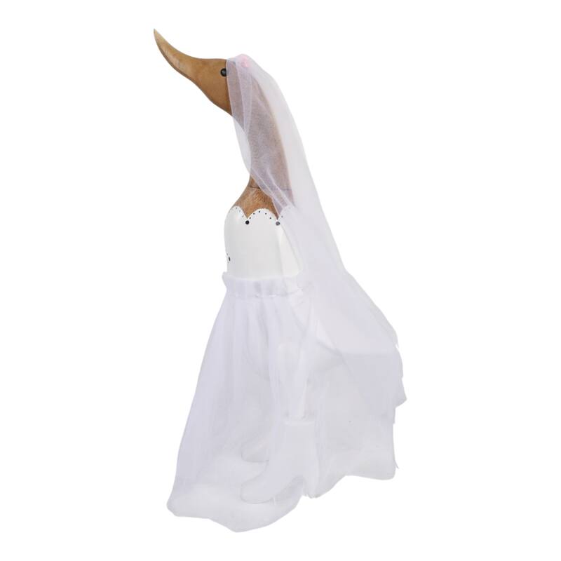 Decorative Wooden Wedding Duck Figurine Sculpture - 16.0"