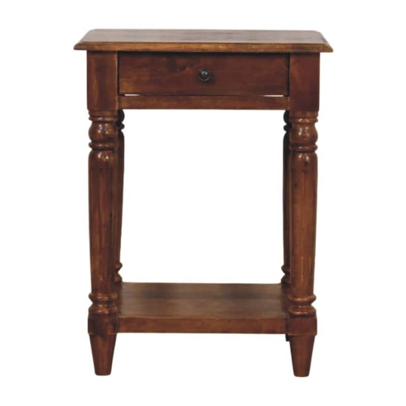 Solid Wood Turned Legs Chestnut Side Table