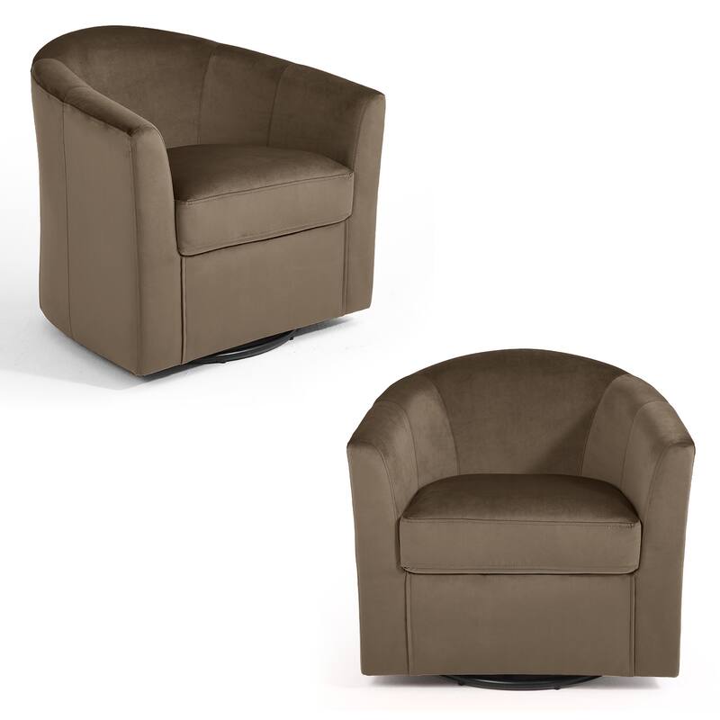 2 Set Modern Upholstered Swivel Barrel Chair Living Room Accent Chair