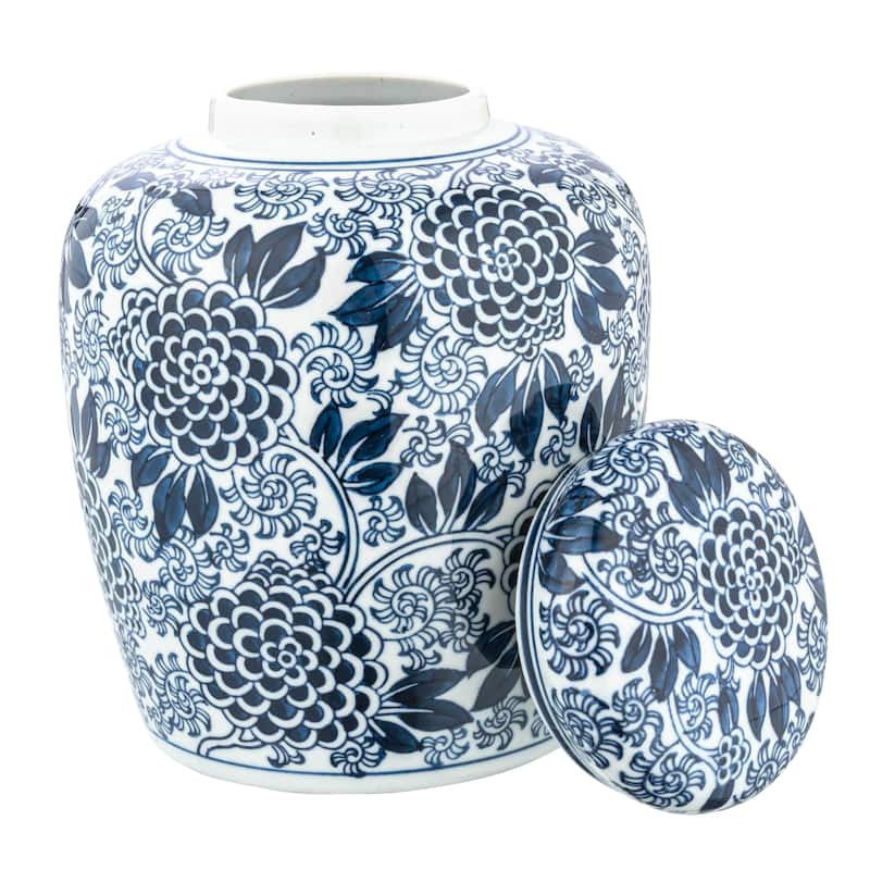 Decorative Ceramic Ginger Jar with Lid - 6.3"L x 6.3"W x 8.3"H