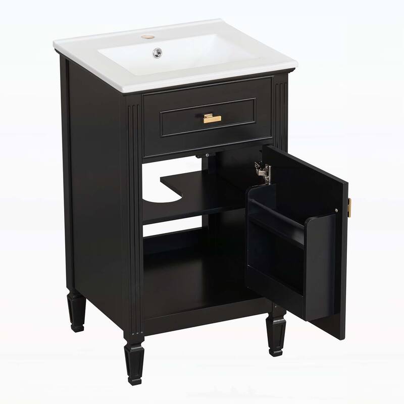 Freestanding Vanity Set with Adjustable Shelf,Tilt-Out Drawer