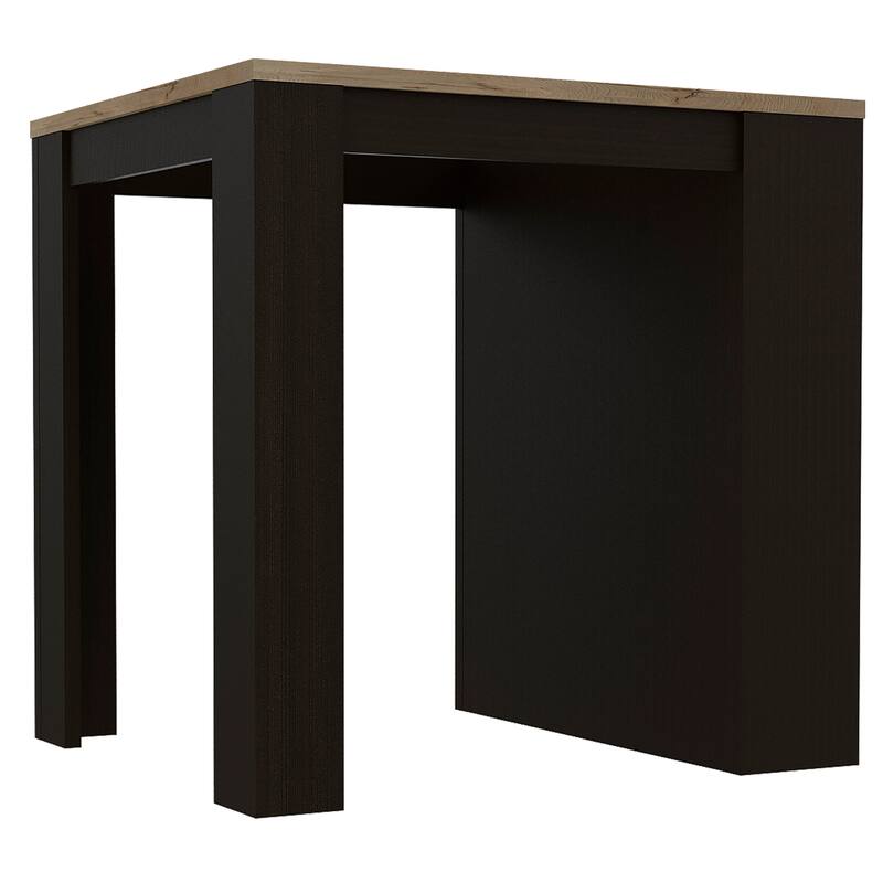 Black/Pine Kitchen Island Table with Open Shelves - 36" x 36" Countertop, Elegant Design