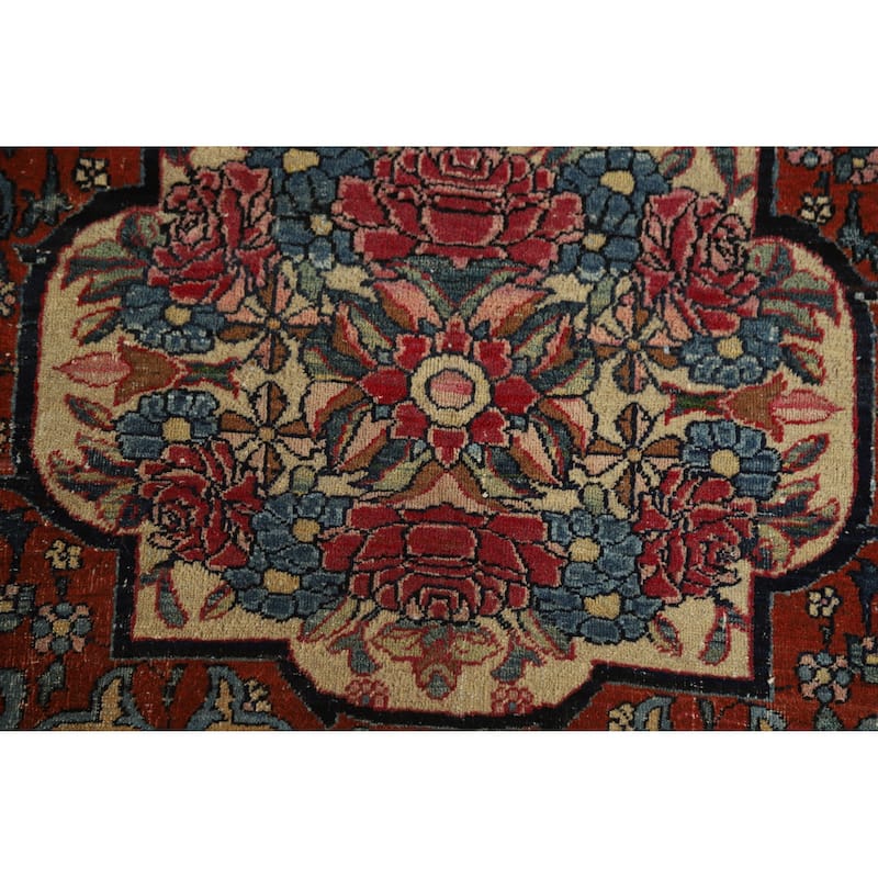 Hand Knotted Oriental 100% Wool Carpet Traditional Floral Beige & Ivories Isfahan Area Rug - 6' 7'' X 4' 4''
