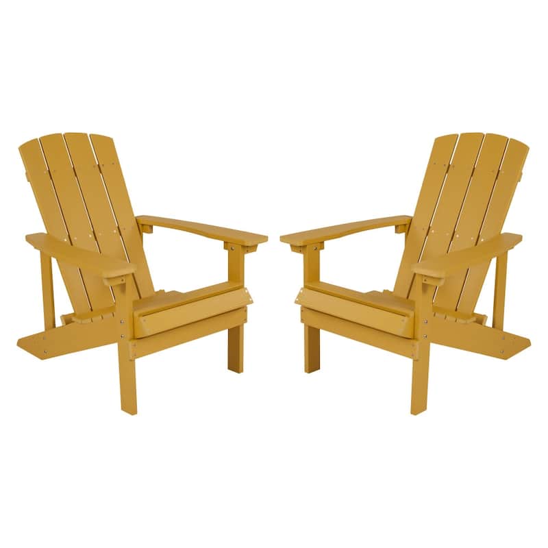 Outdoor All-Weather Poly Resin Wood Adirondack Chairs (Set of 2)