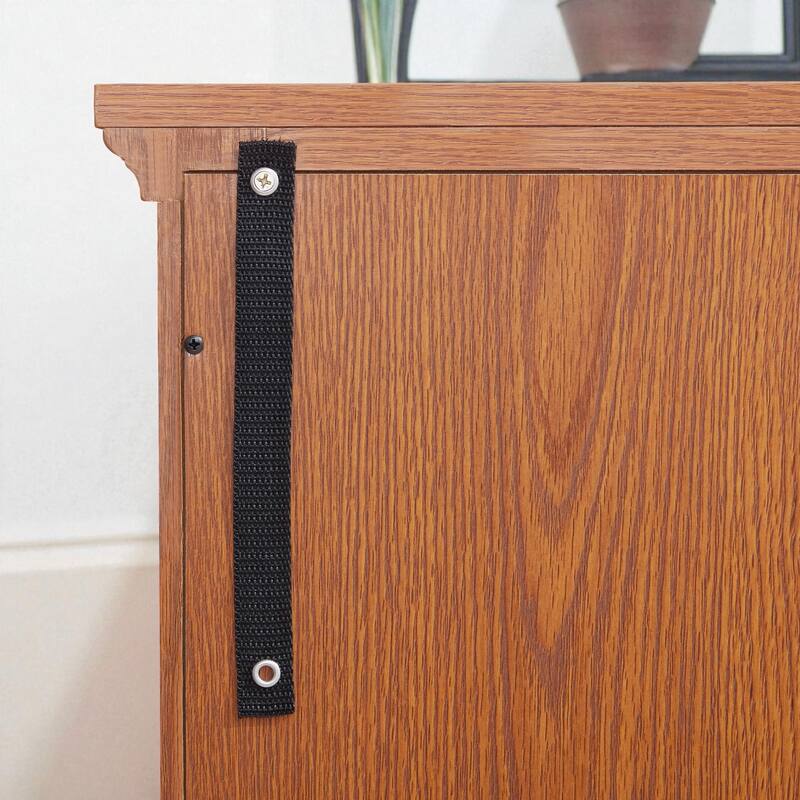 LED Lighted Curio Display Cabinet with Adjustable Shelves, Retro Glass Showcase and Lattice Doors