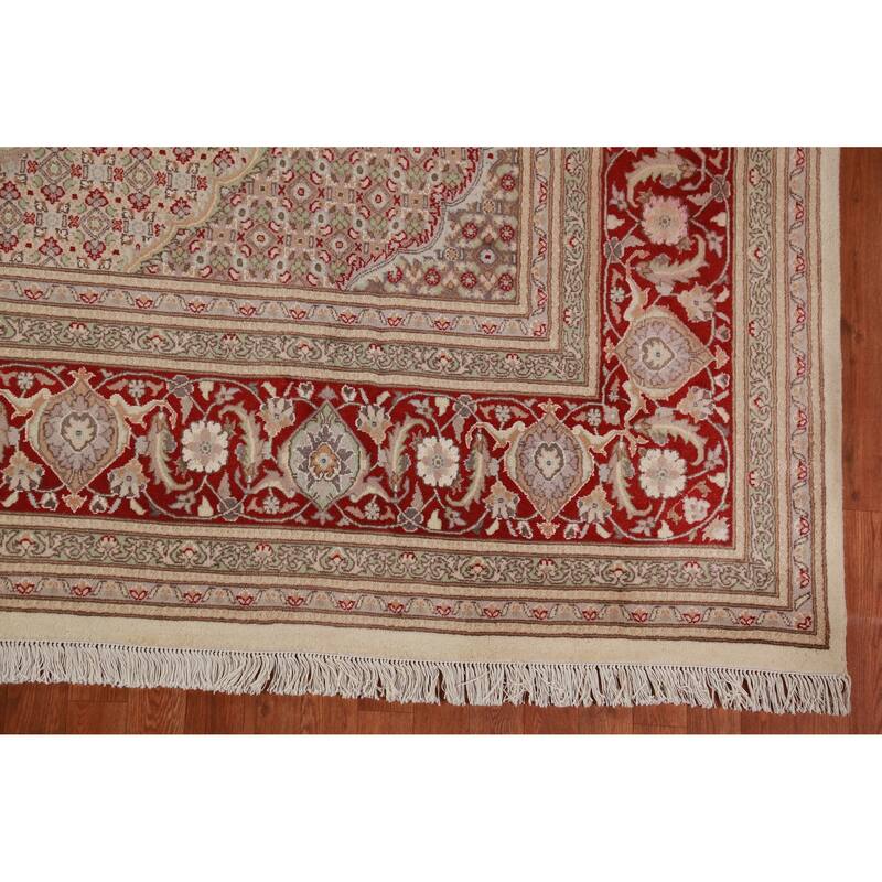 Medallion Tabriz Mahi Oriental Large Rug Handmade Wool Carpet - 10'2"x 14'3"